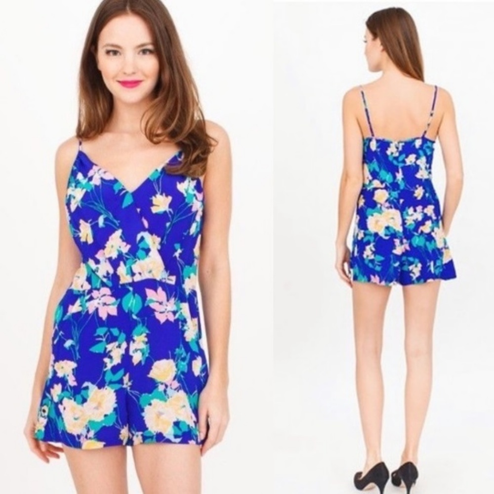 Yumi Kim Lea Blue Floral Surplice Romper